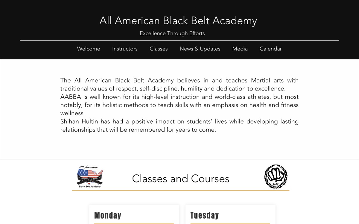 AABBA homepage before the redesign, in 2024