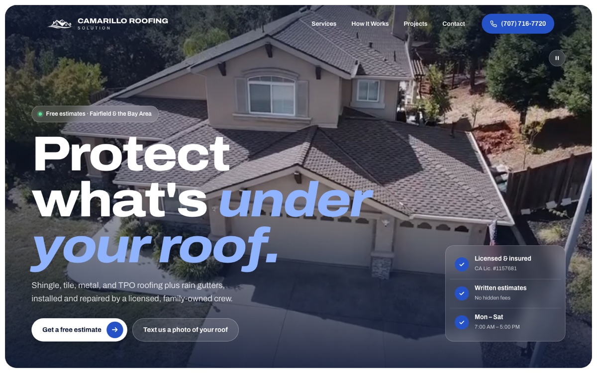 Homepage of Camarillo Roofing Solution