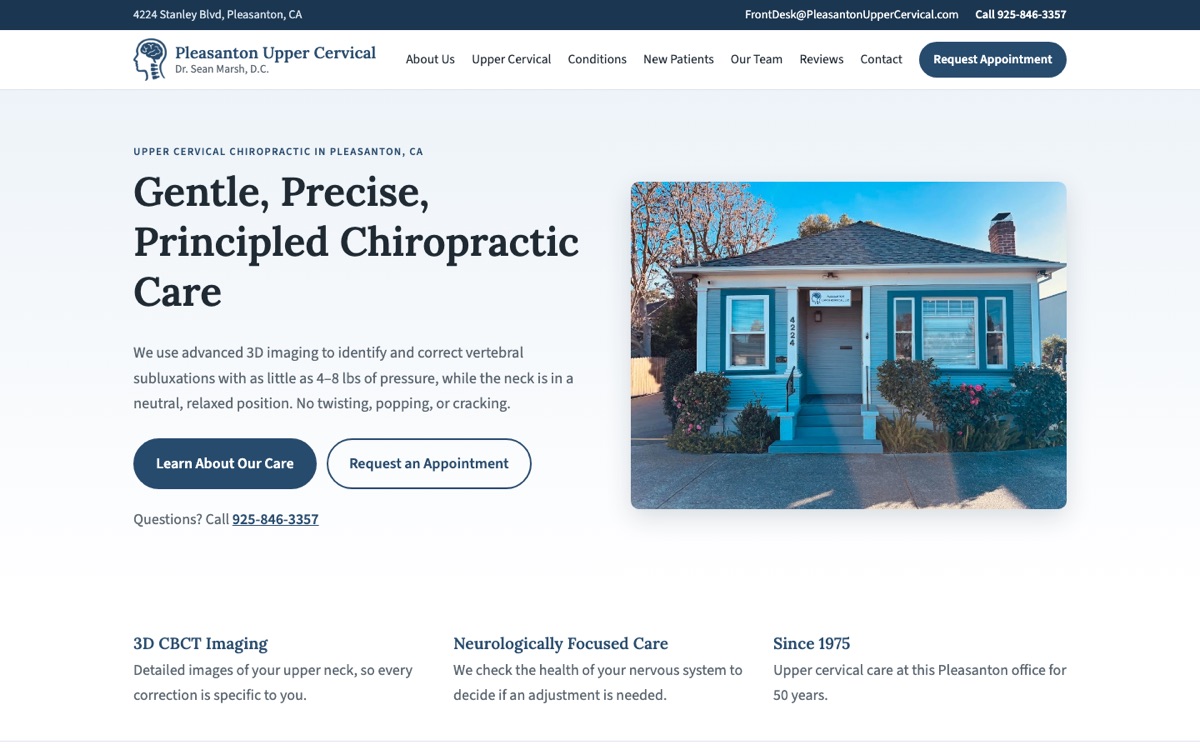 Homepage of Pleasanton Upper Cervical